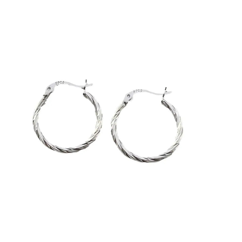 Twisted Silver-Tone Hoop Earrings