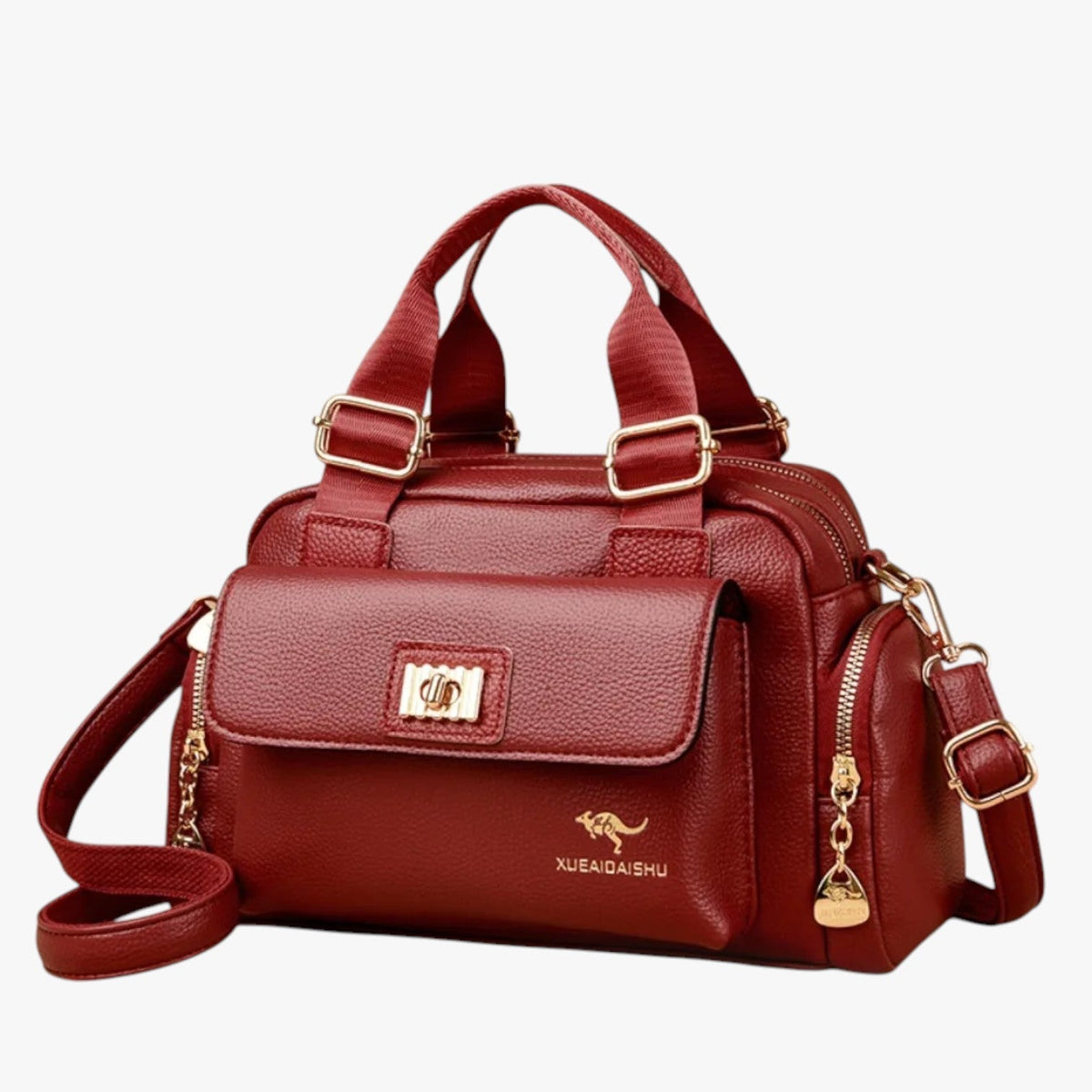 Multifunctional PU Leather Handbag with Organised Pockets