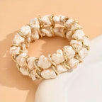 Turquoise Stone Woven Gold-Tone Bracelet