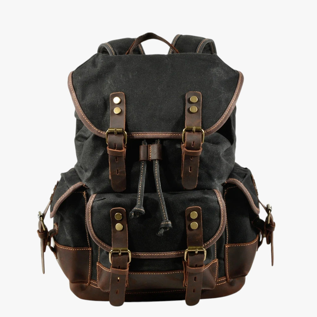 Large Vintage Canvas and Leather Hiking and Travel Backpack