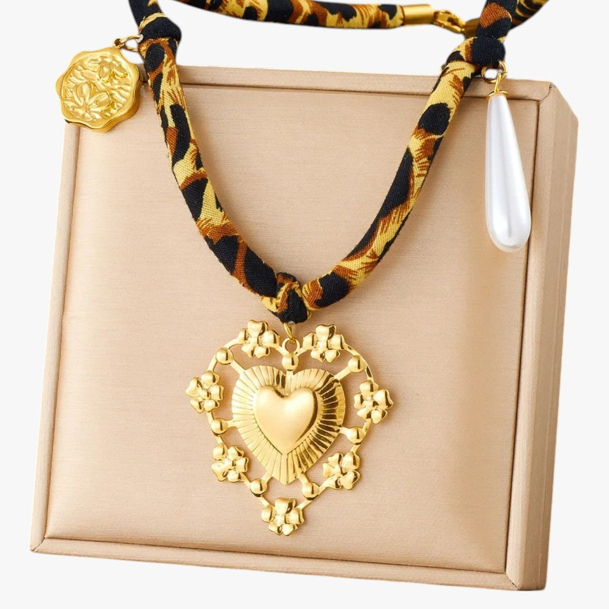 Leopard Charm Necklace with Gold-Tone Detailing