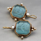 Vintage-Style Geometric Pearl Pendant Drop Earrings