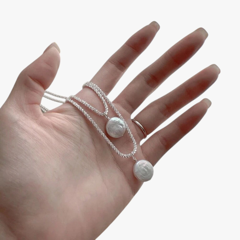 Sterling Silver Choker with Single Pearl Pendant