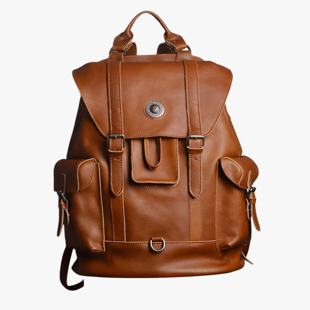 Water-Repellent Leather Travel Bag with 15-Inch Laptop Space
