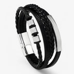 Dikke gevlochten leren armband, 21 cm