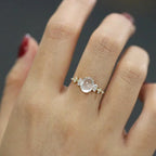 Moonstone and Diamond-Look Ring