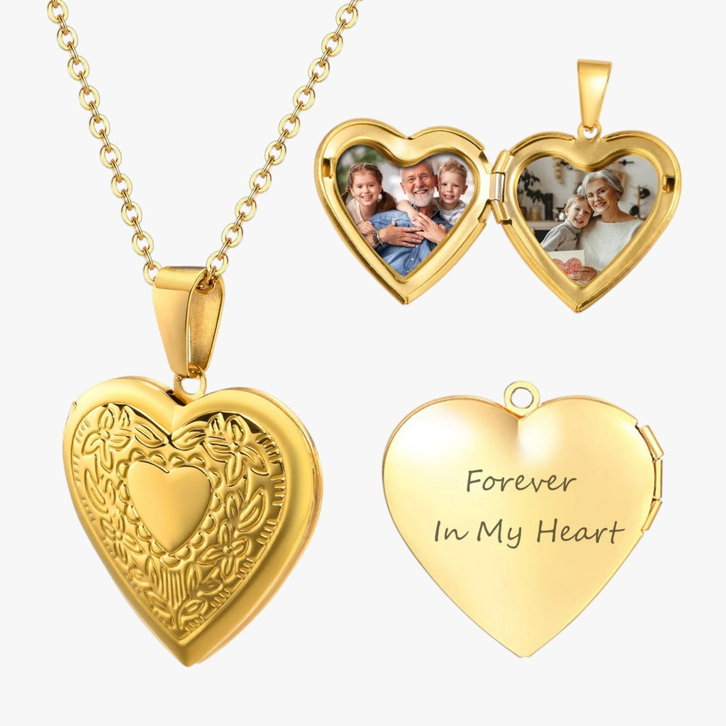 Heart Locket Necklace with Inner Photo Frame