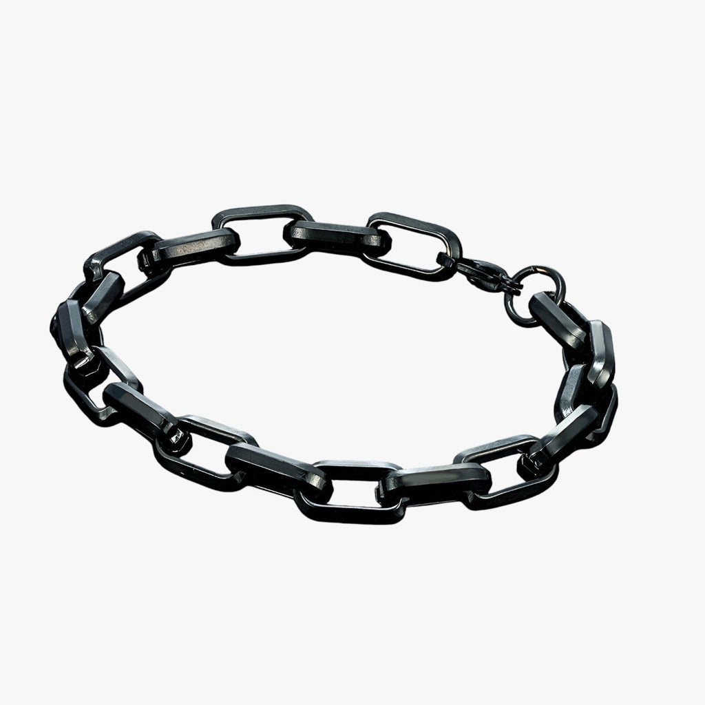 Zware stalen armband met brede schakels
