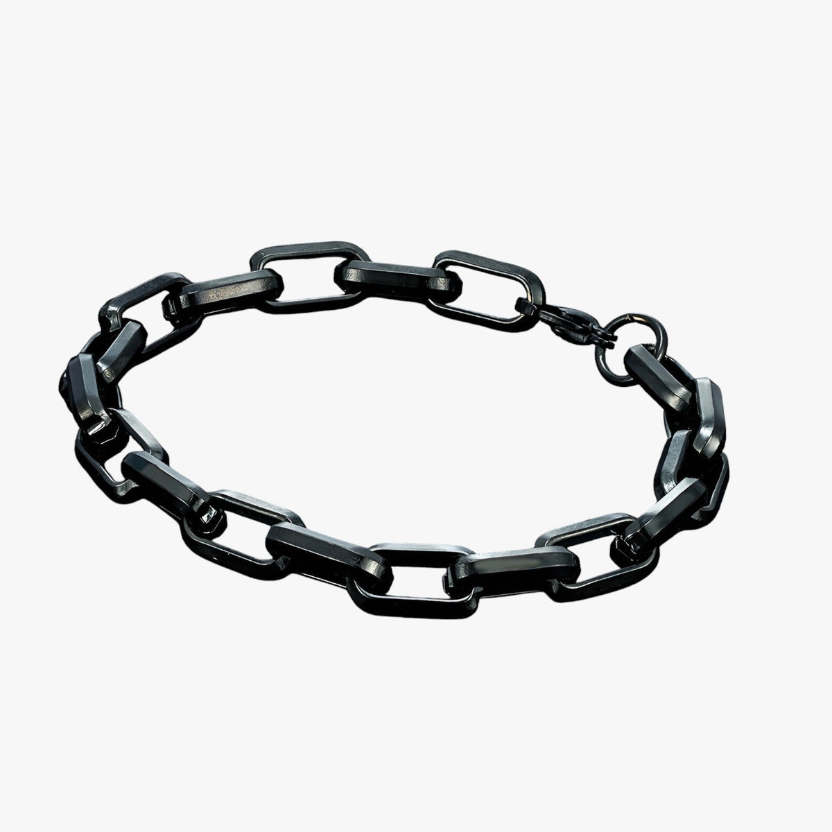 Zware stalen armband met brede schakels