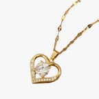 Crystal Heart and Lip Pendant Necklace