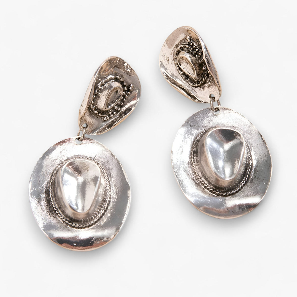 Cowboy Hat Earrings in Gold-Tone