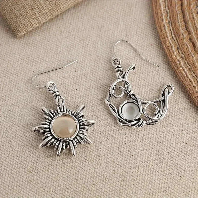 Vintage Mismatched Sun and Moon Earrings