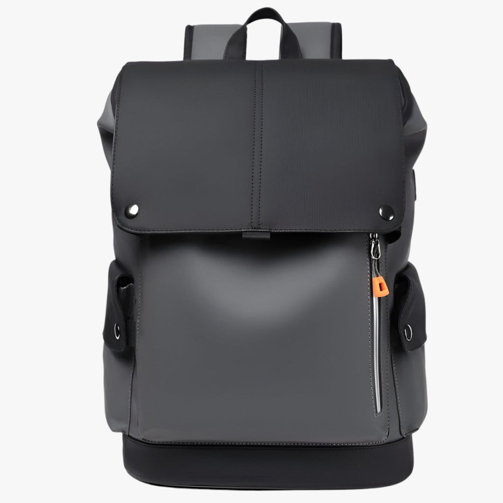 Waterproof PU Leather Laptop Backpack with USB Charger Port