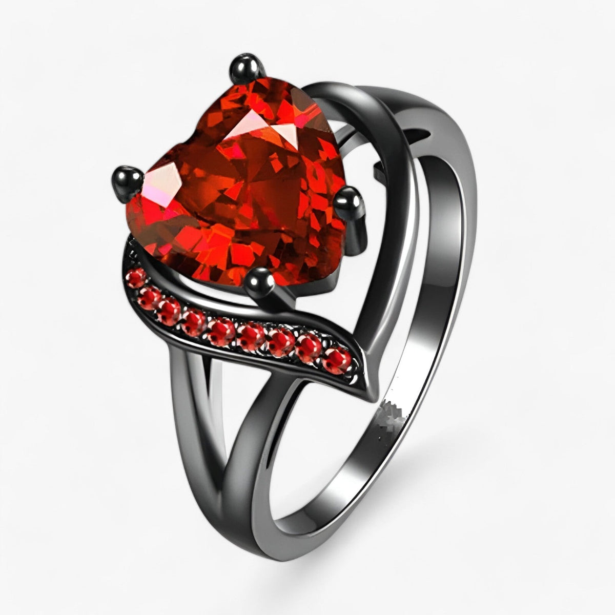 Celtic Knot Ring Set with Red Heart Zircon
