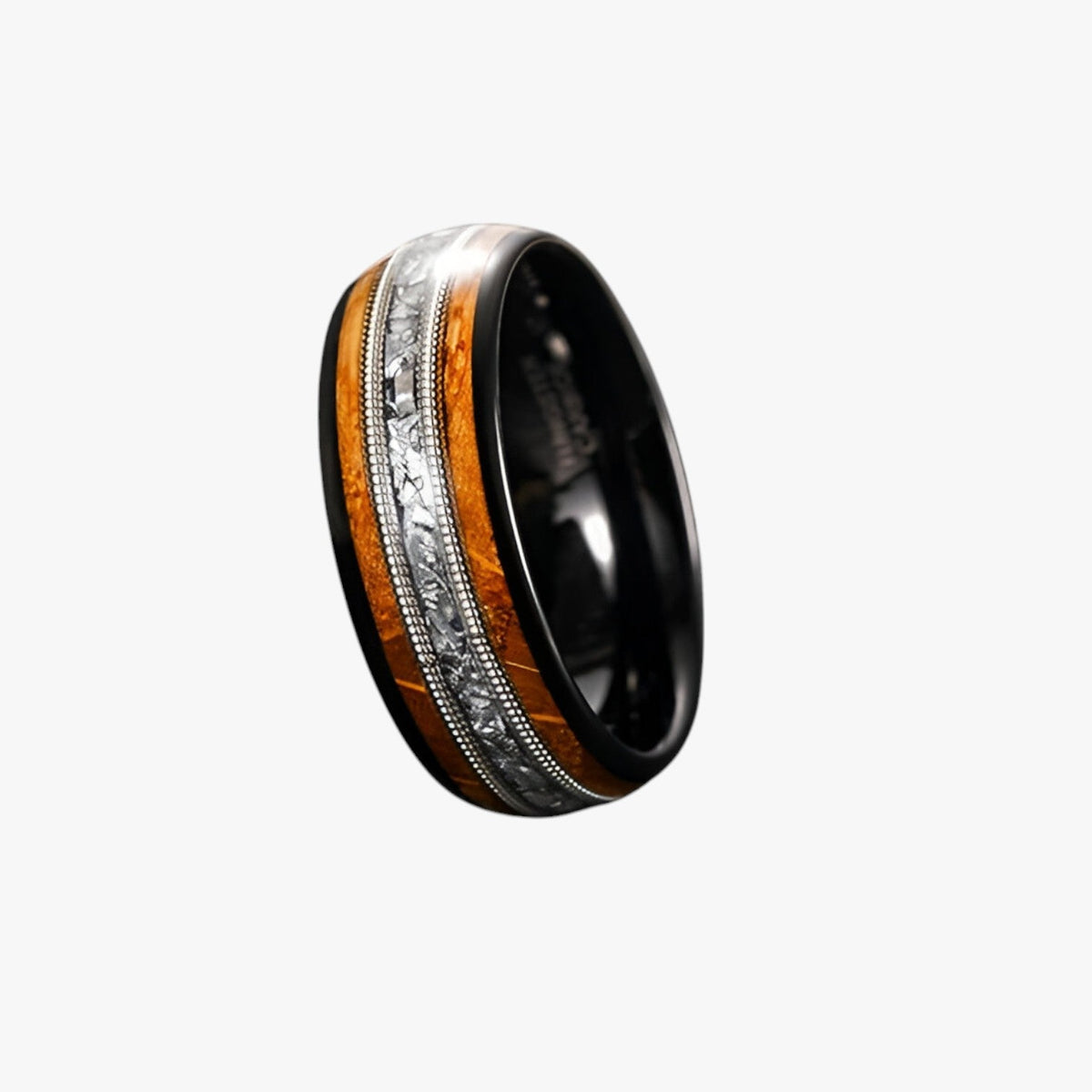 Wood Inlay Ring with Guitar String Detail