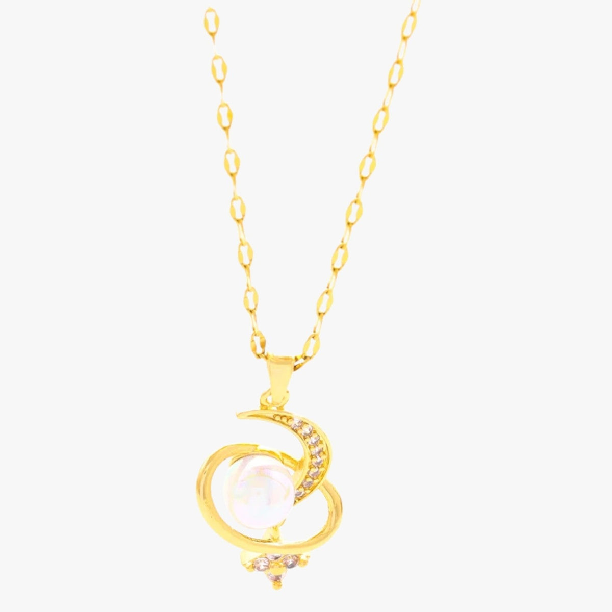 Stainless Steel Necklace with Moon and Star Charms