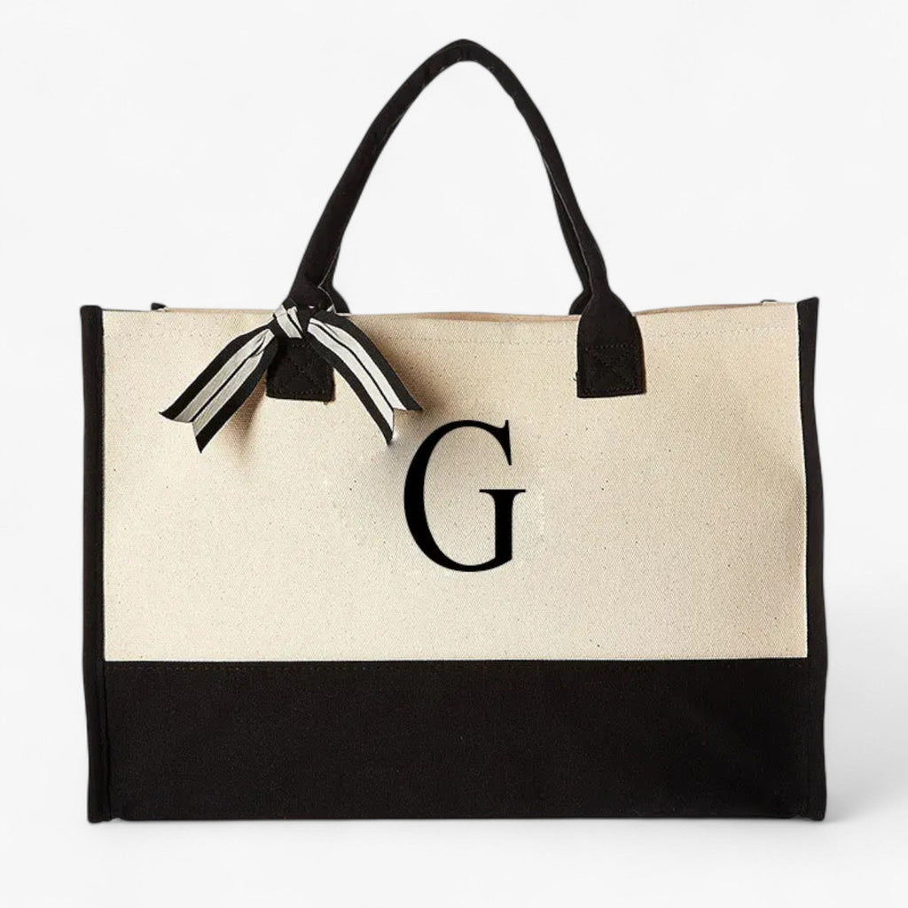 Reusable Canvas Cotton Initial Letter Tote Bag