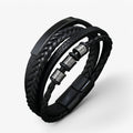 Dikke gevlochten leren armband, 21 cm