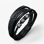 Dikke gevlochten leren armband, 21 cm