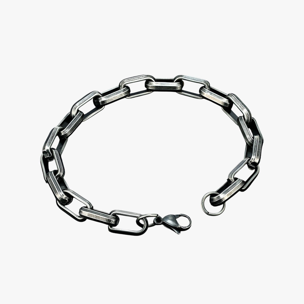 Zware stalen armband met brede schakels