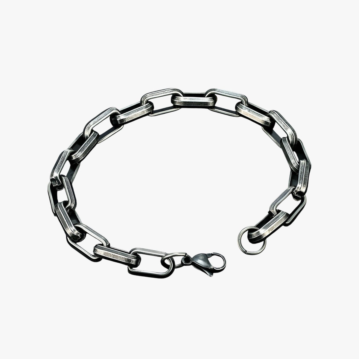 Zware stalen armband met brede schakels