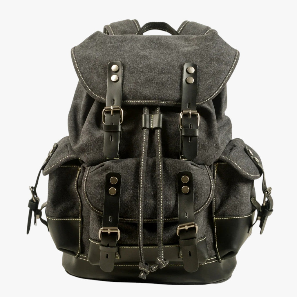 Large Vintage Canvas and Leather Hiking and Travel Backpack