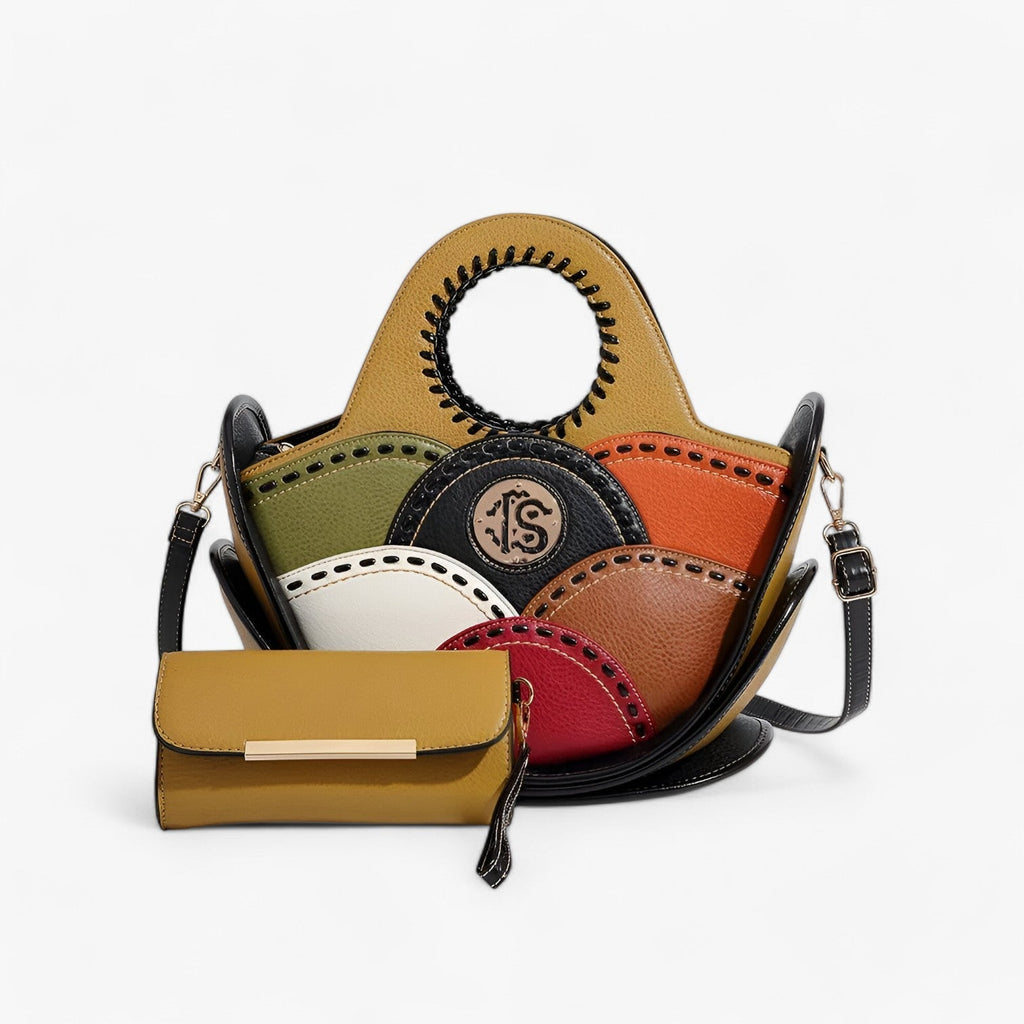 Large Leather Shoulder Bag with Multiple Storage Pockets