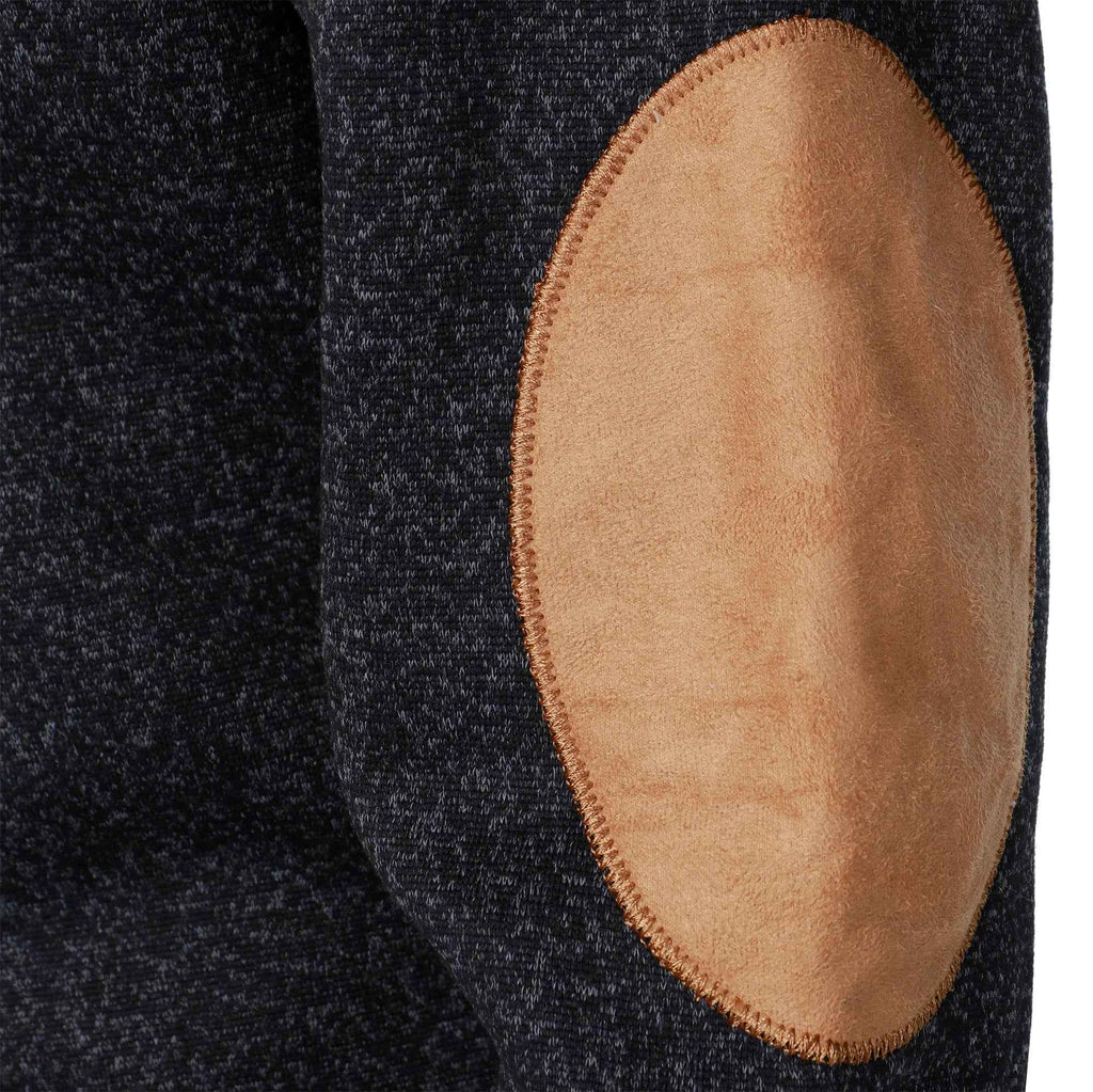 Quarter Button Knit Jumper with Suede Look Trim Details