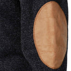 Quarter Button Knit Jumper with Suede Look Trim Details