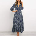 All-Over Floral Print Long Sleeve Maxi Dress