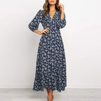 All-Over Floral Print Long Sleeve Maxi Dress