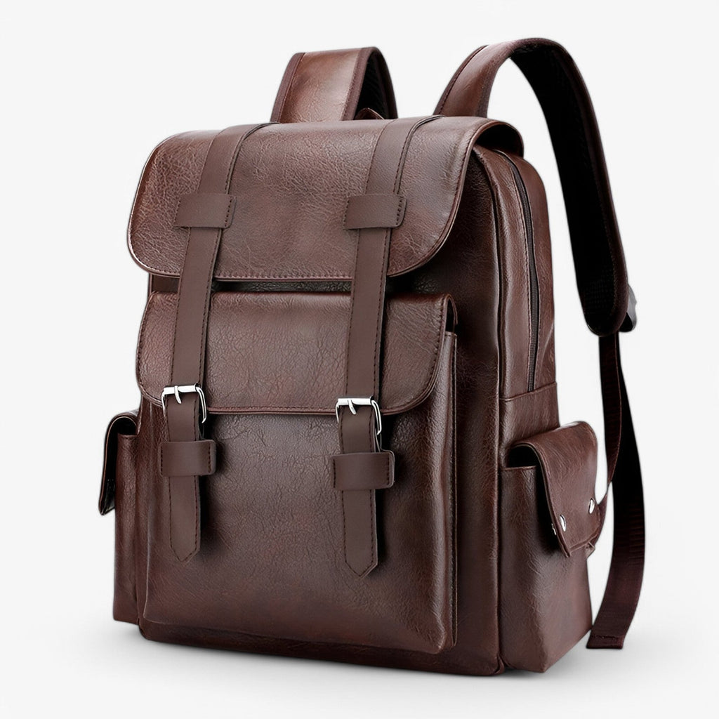 Sleek Spacious PU Leather Laptop and Book Backpack