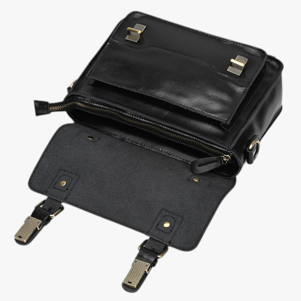 Unisex Anti-Theft Leather Shoulder Bag with Hidden Zips