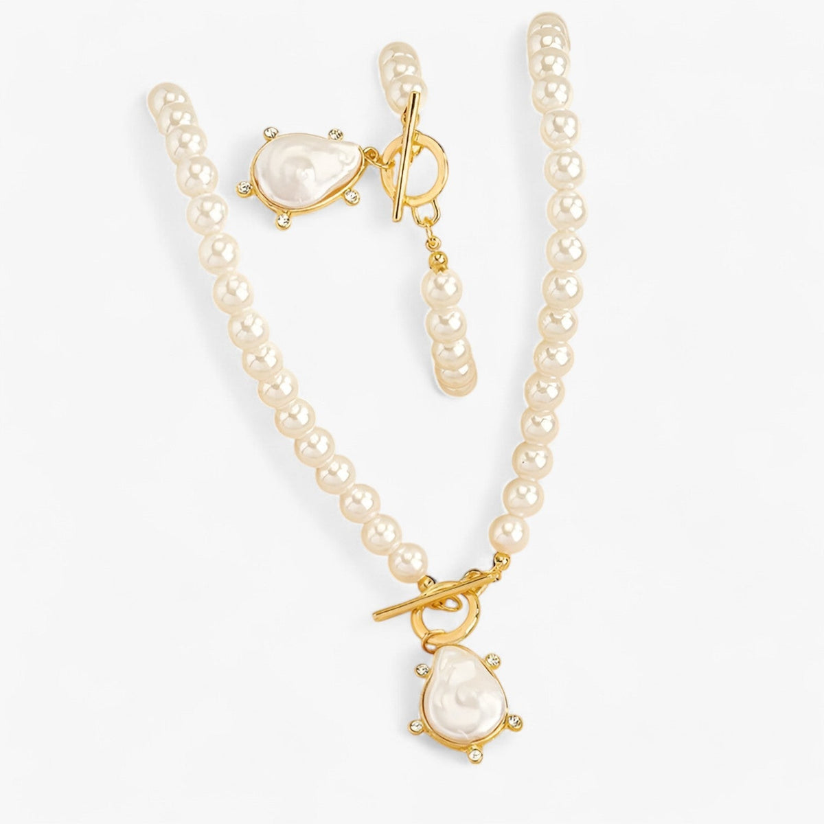 Irregular Pearl Necklace and Earring Set