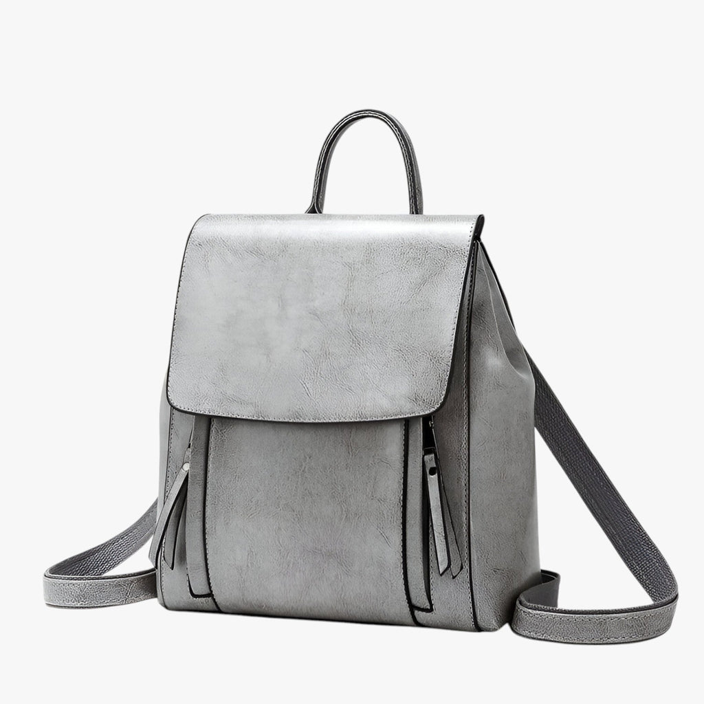 Slim Durable Leather Backpack for School and Work