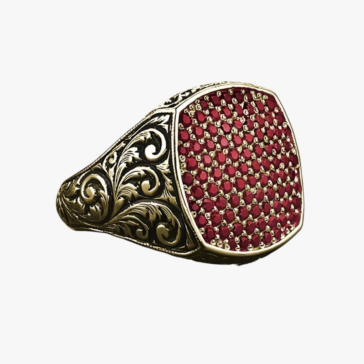 Vintage-Style Engraved Ring with Coloured Zirconia