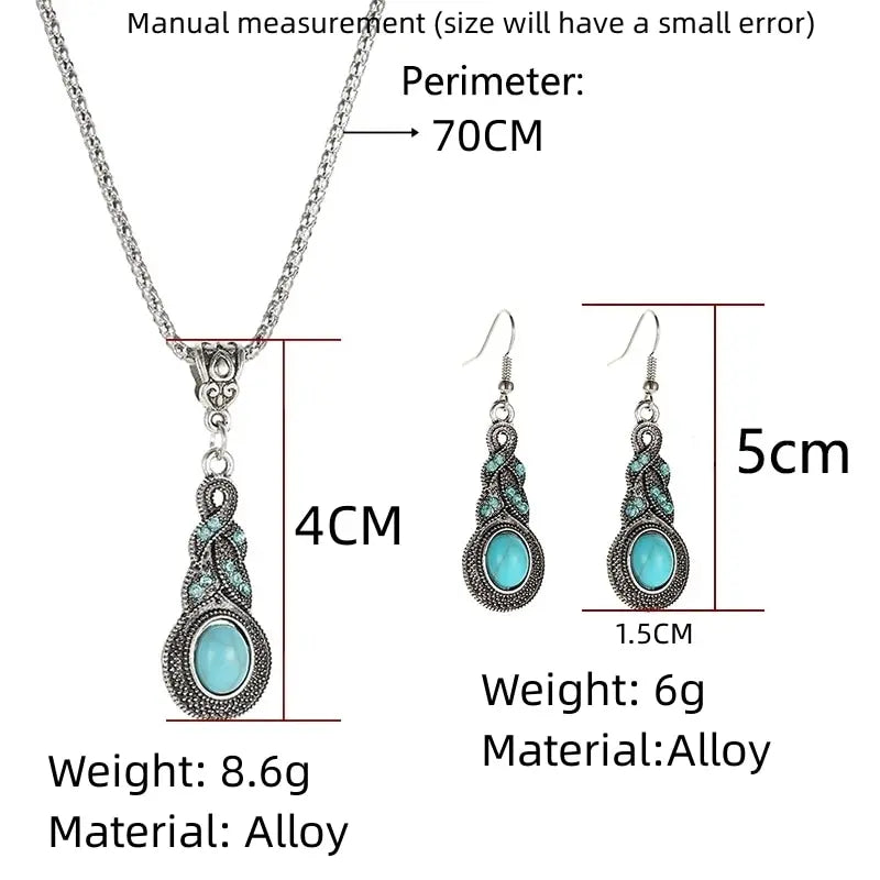 Vintage-Style Turquoise Stone Jewellery Set