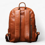 Vintage-Inspired Leather Travel Backpack for Work and School