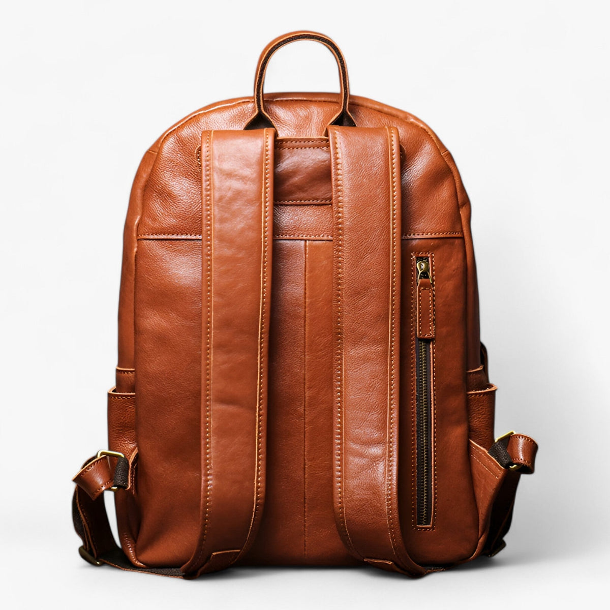 Vintage-Inspired Leather Travel Backpack for Work and School