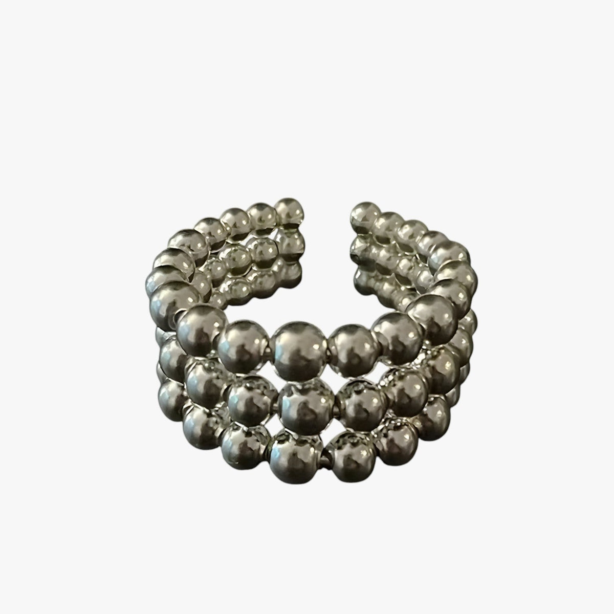 Geometrische ring met drie lagen in zilverkleur