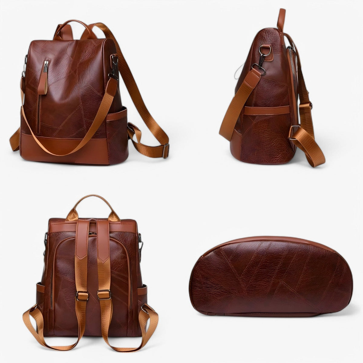 Soft Leather Vintage-Look School and Travel Backpack