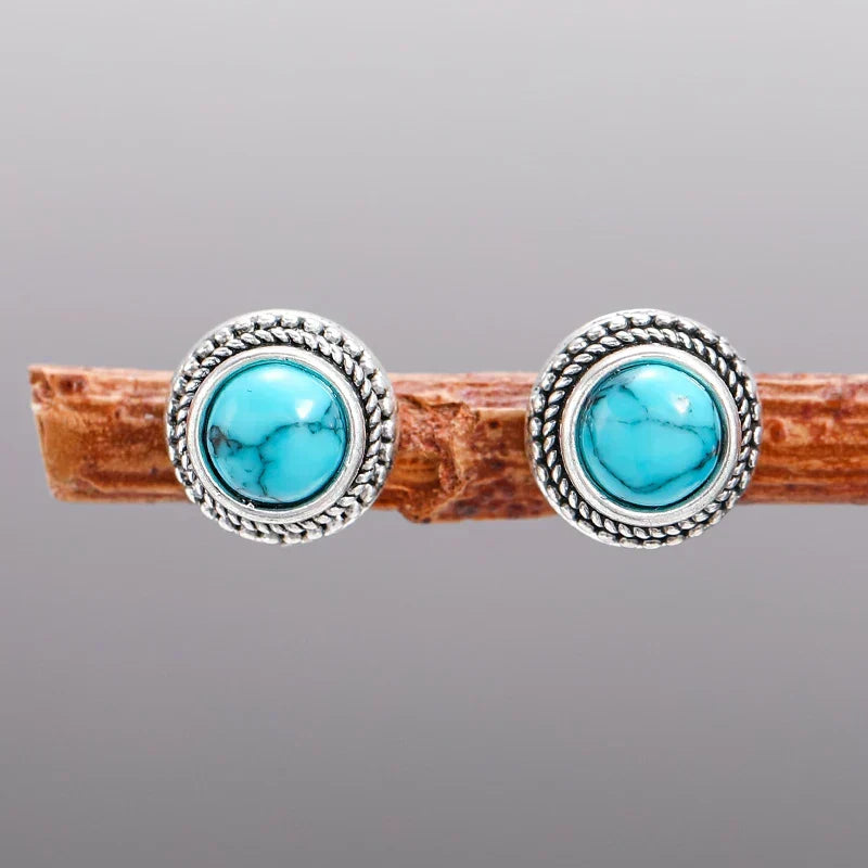 Vintage Bohemian Faux Turquoise Stud Earrings