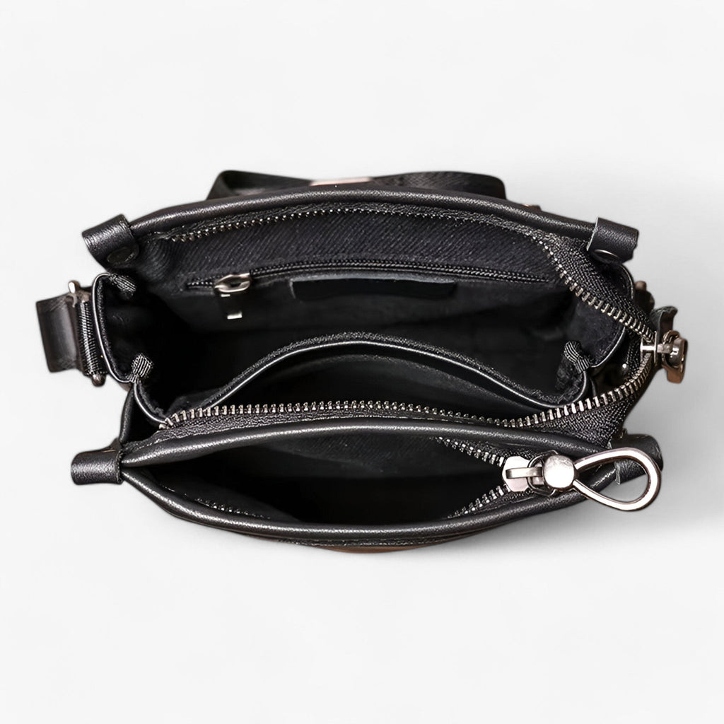 Soft Durable Black Leather Everyday Shoulder Bag
