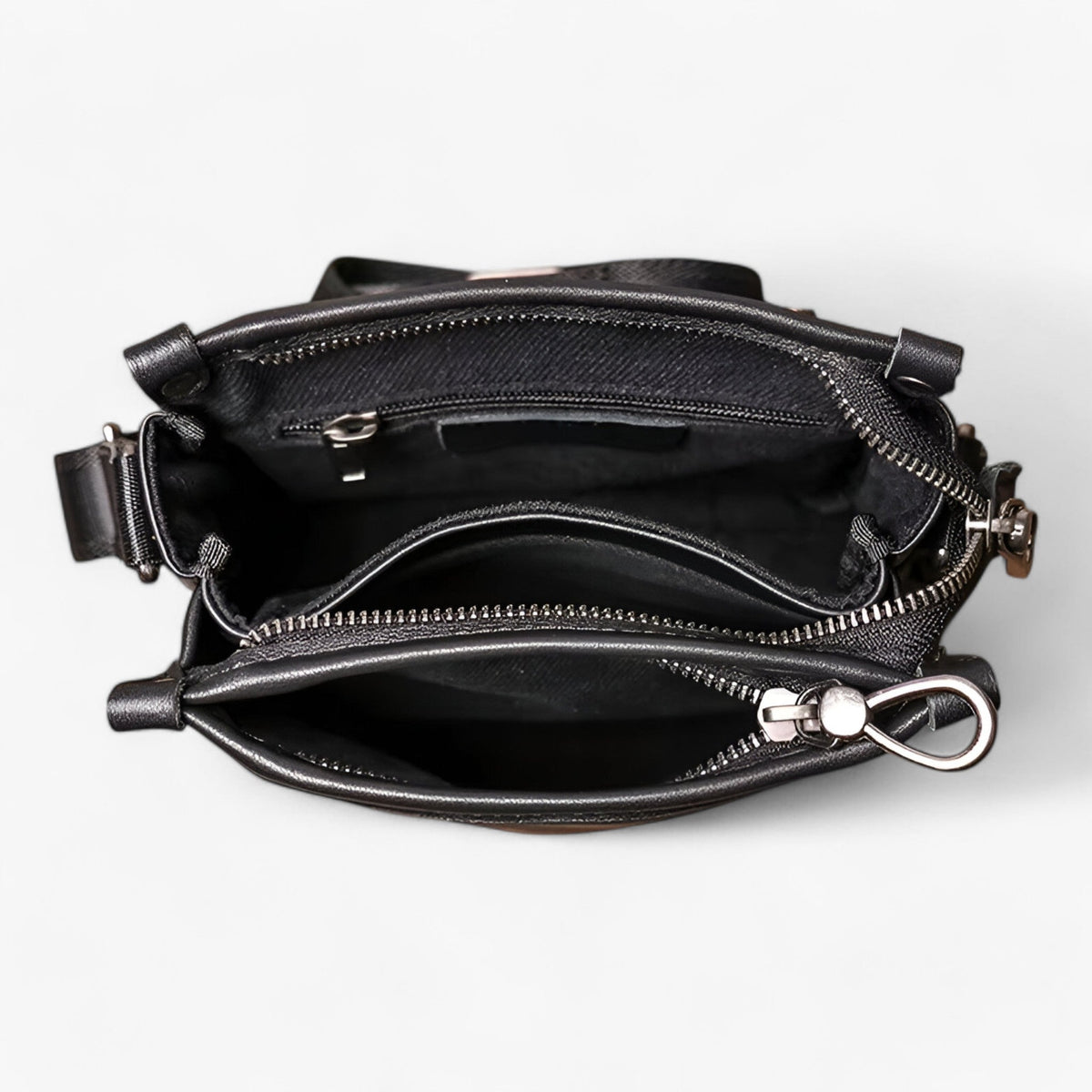 Soft Durable Black Leather Everyday Shoulder Bag