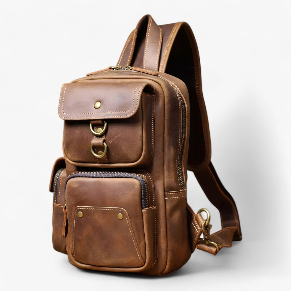 Sleek Full-Grain Leather Vintage-Style Everyday Bag
