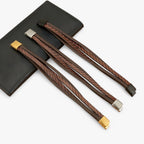 Multi-Layer Braided Leather Bracelet with Magnetic Clasp