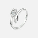 Adjustable 925 Sterling Silver Hand and Paw Print Ring