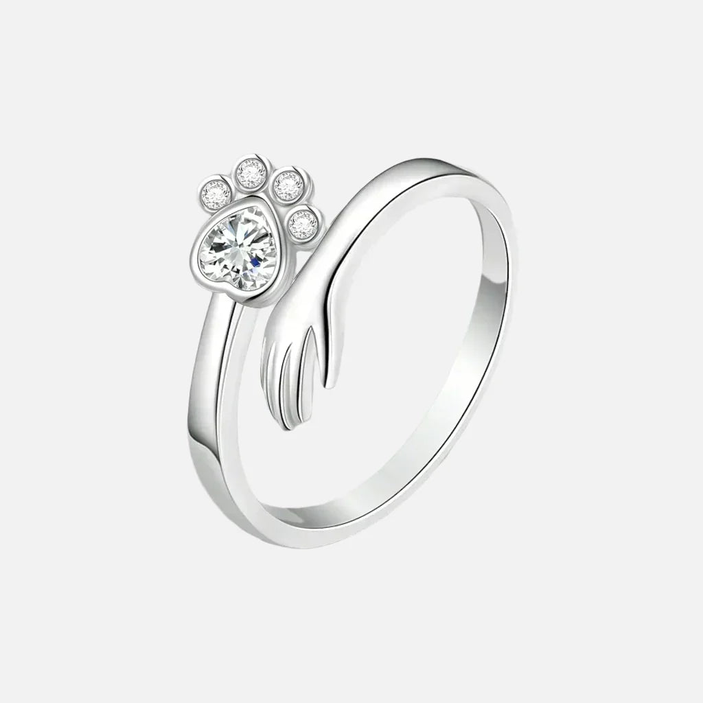 Adjustable 925 Sterling Silver Hand and Paw Print Ring