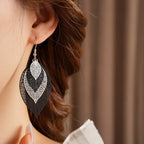 Black Filigree Leaf Earrings in Two Metal Tones