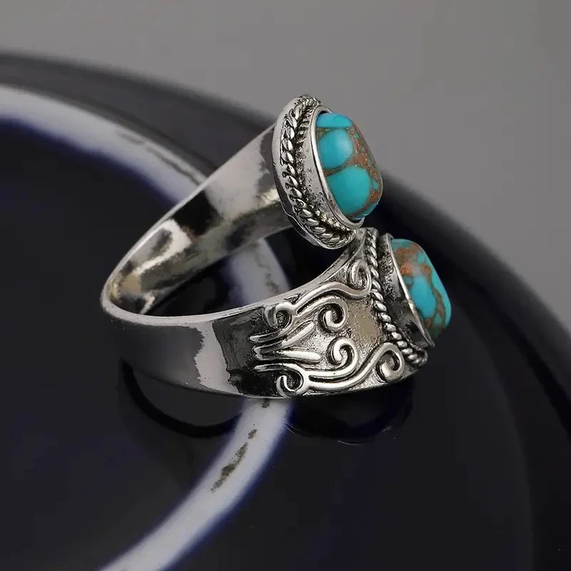 Vintage Turquoise Cross Band Ring